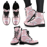 White Swan And Flower Love Pattern Leather Boots