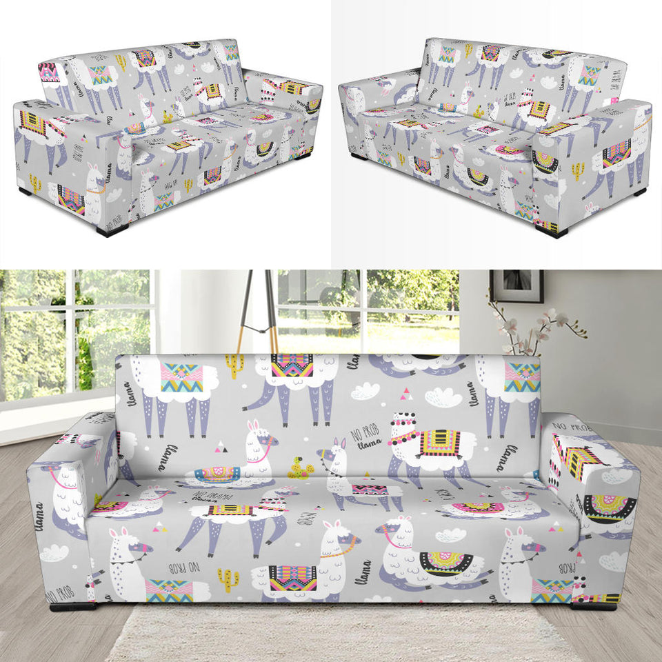Cute Llama Alpaca Pattern Sofa Slipcover
