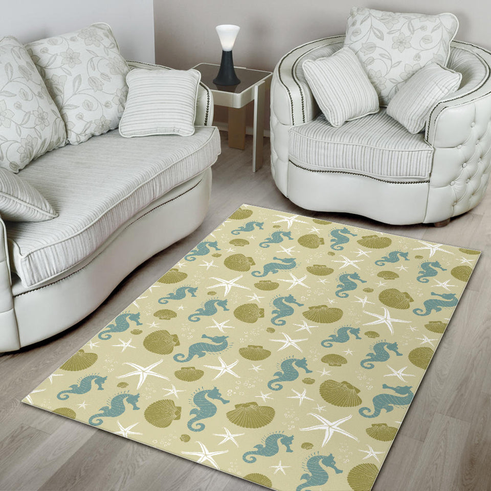 Seahorse Shell Starfish Pattern Background Area Rug