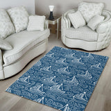 Hand Drawn Sailboat Pattern Area Rug