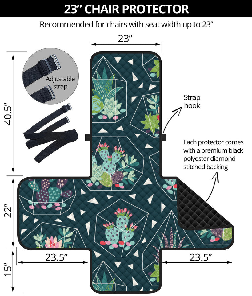 Cactus glass terrarium pattern Chair Cover Protector