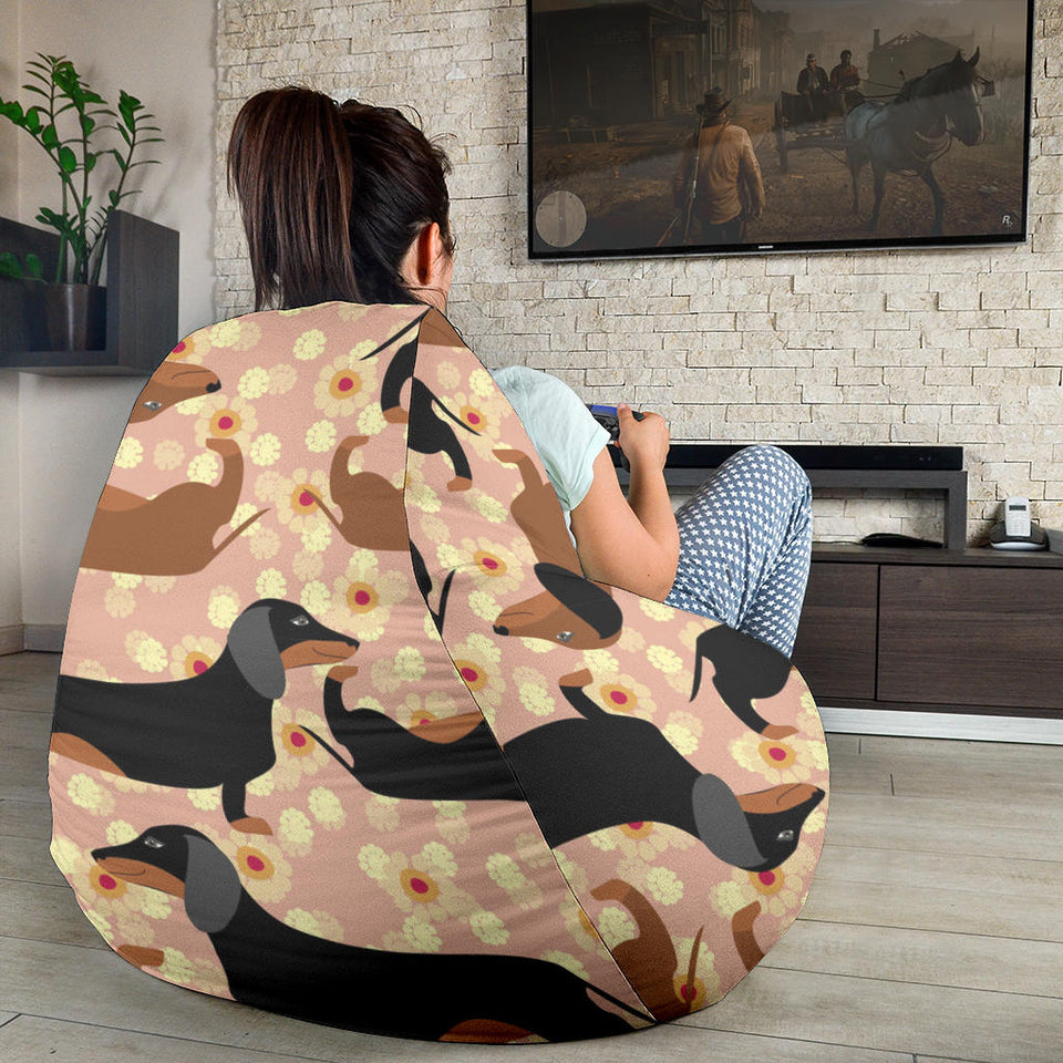Dachshund Floral Background Bean Bag Cover