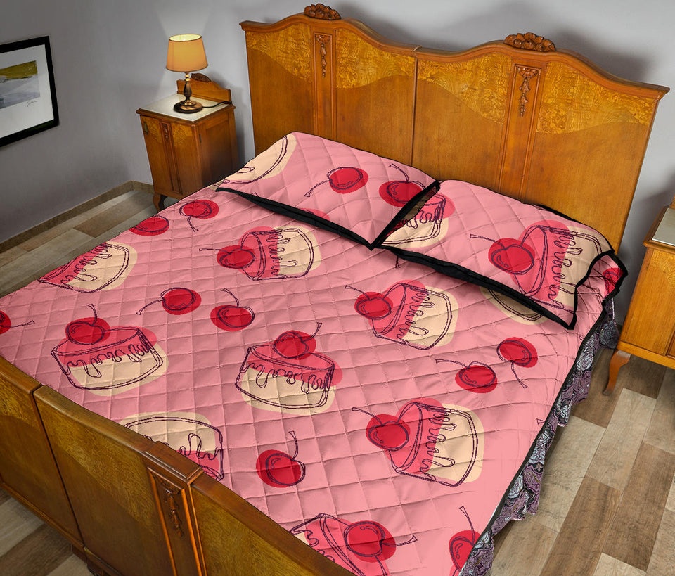 Cake cherry pattern Quilt Bed Set