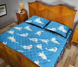 Cute sea lion seal pattern background Quilt Bed Set