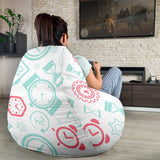 Clock Time Pattern Blackground Bean Bag Cover