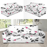 Hand Drawn Faces Of Pandas Pattern Sofa Slipcover