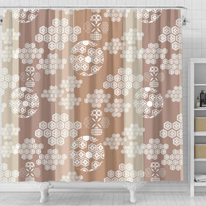 Beautiful Hexagon Japanese  Pattern Shower Curtain Fulfilled In US