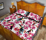 Toucan flower design pattern Quilt Bed Set