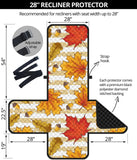 Maple leaf oak leaf acorns beige striped background Recliner Cover Protector