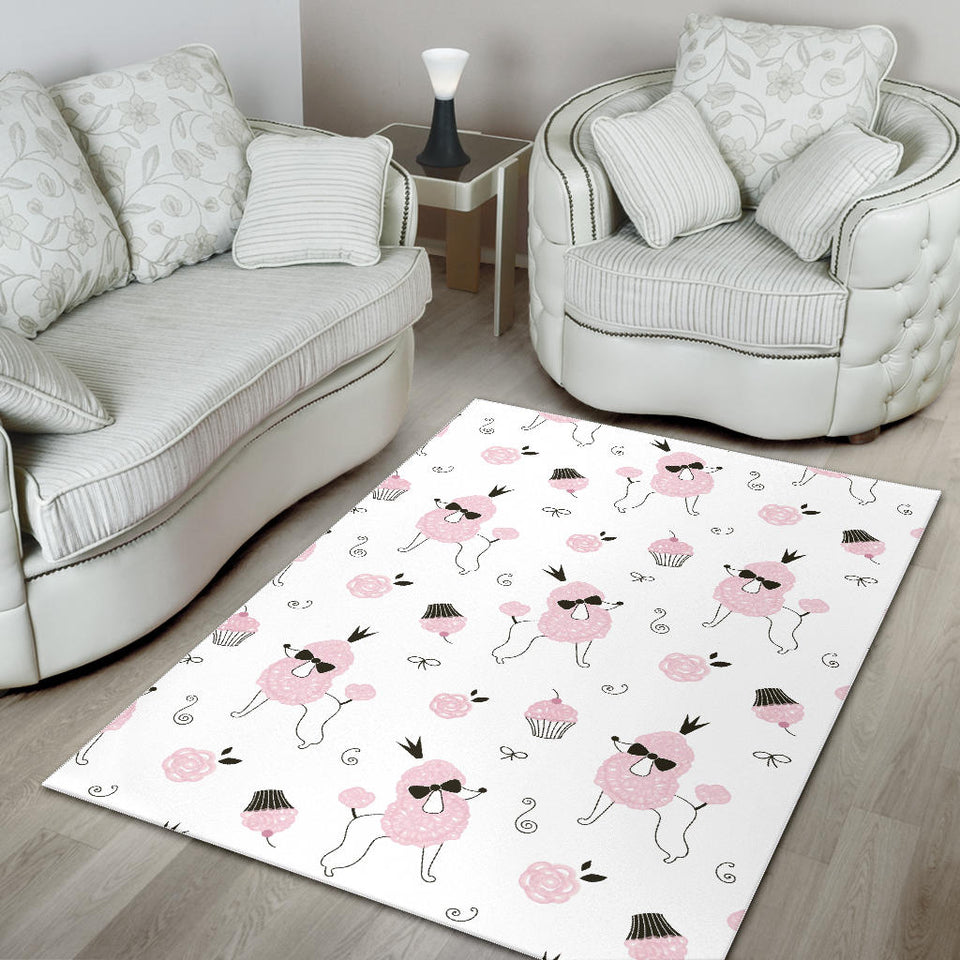 Poodle Dog Rose Cake Pattern Area Rug