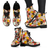 Colorful Maneki Neko Lucky Cat Pattern Leather Boots