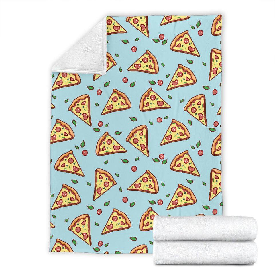 Hand Drawn Pizza Blue Background Premium Blanket