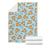 Hand Drawn Pizza Blue Background Premium Blanket