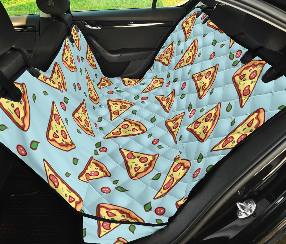 Hand Drawn Pizza Blue Background Dog Car Seat Covers