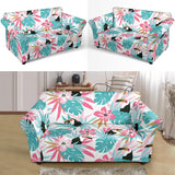 Toucan Tropical Flower Leave Pattern Loveseat Couch Slipcover