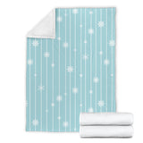 Snowflake Pattern Blue Stripe Background Premium Blanket