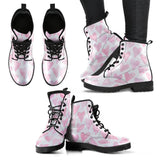 Watercolor Pink Heart Pattern Leather Boots