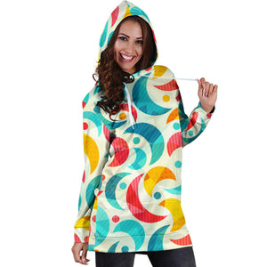 Colorful Moon Pattern Women'S Hoodie Dress