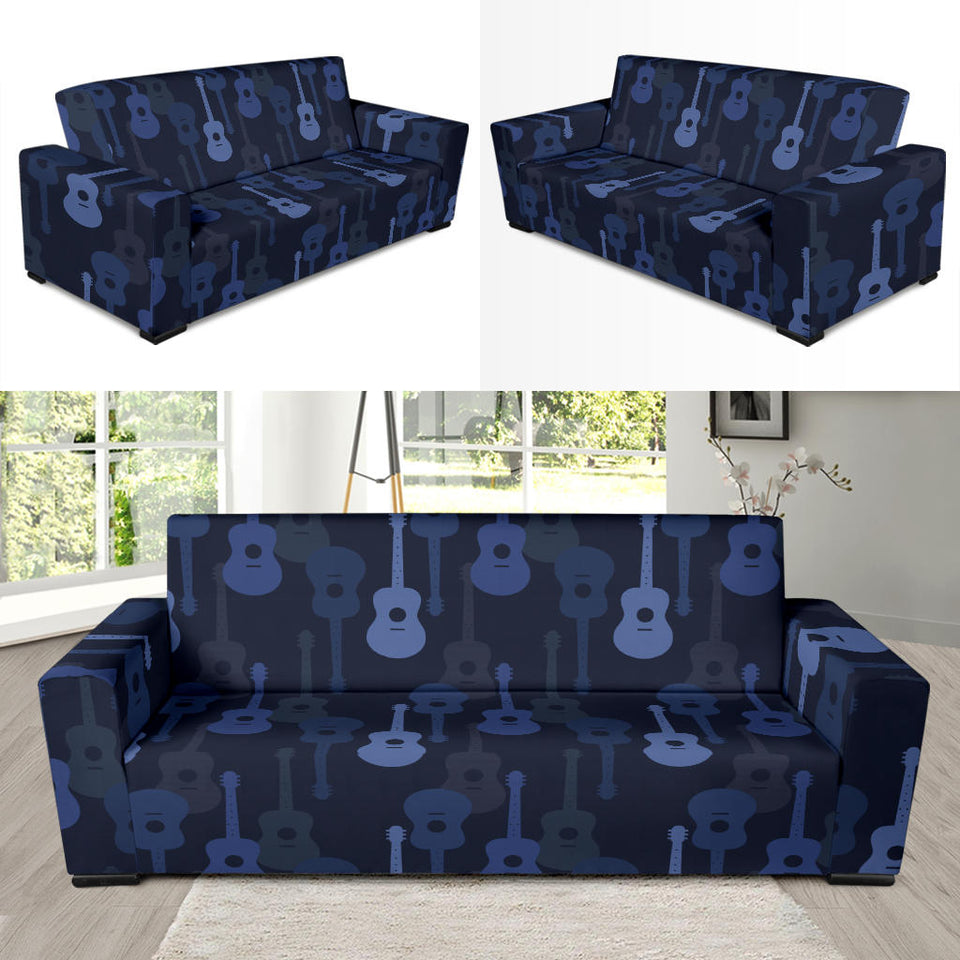 Blue Theme Guitar Pattern Sofa Slipcover
