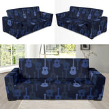 Blue Theme Guitar Pattern Sofa Slipcover