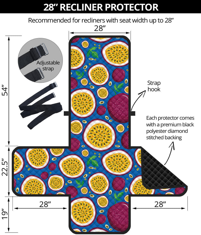 Passion fruit blue background Recliner Cover Protector