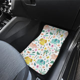 Cute Elephants Palm Tree Flower Butterfly Pattern Front Car Mats