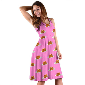 Pancake Pattern Print Design 04 Sleeveless Midi Dress