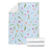 Watercolor Tulips Pattern Premium Blanket