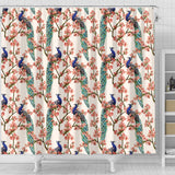 Peacock Tropical Flower Pattern Shower Curtain Fulfilled In US
