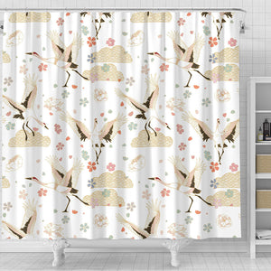 Beautiful Japanese Cranes Pattern Shower Curtain Fulfilled In US