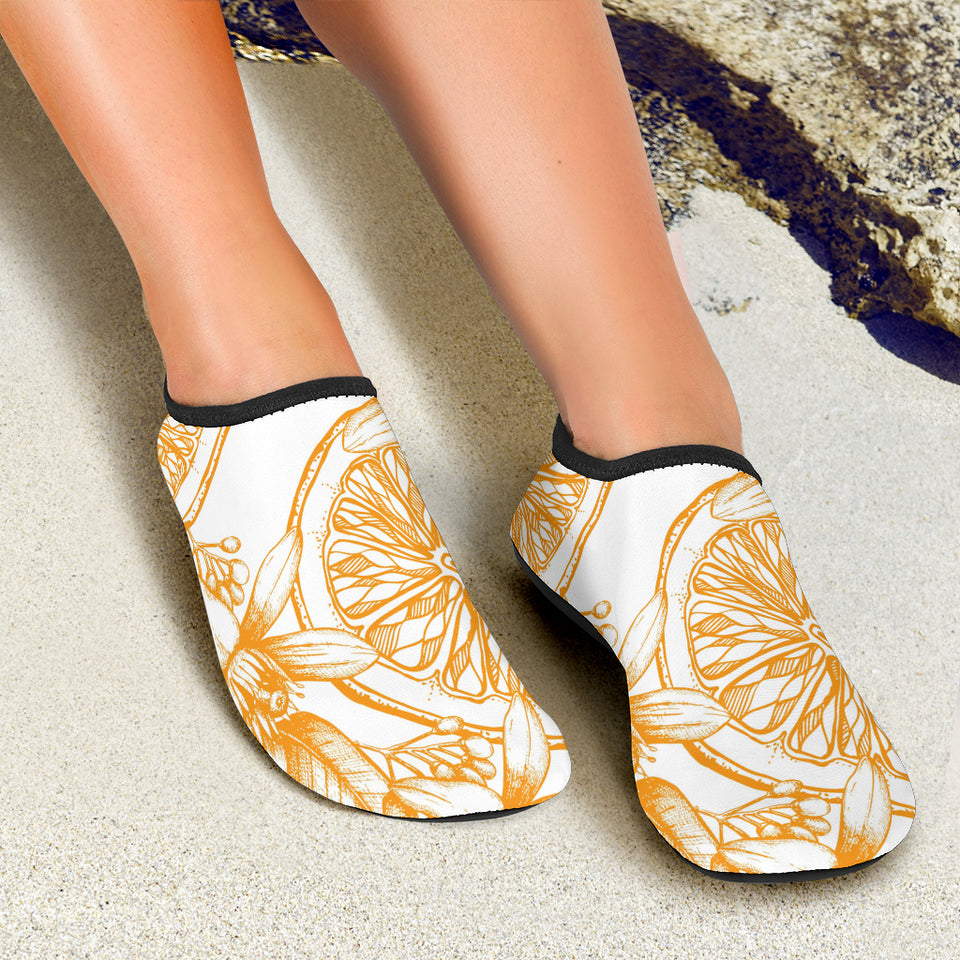 Hand Drawn Orange Fruit Pattern Aqua Shoes