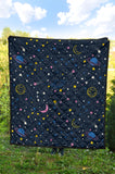 Space Pattern With Planets, Comets, Constellations And Stars Premium Quilt