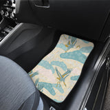 Bonsai Bamboo Stork Japanese Pattern Cream Theme Front And Back Car Mats