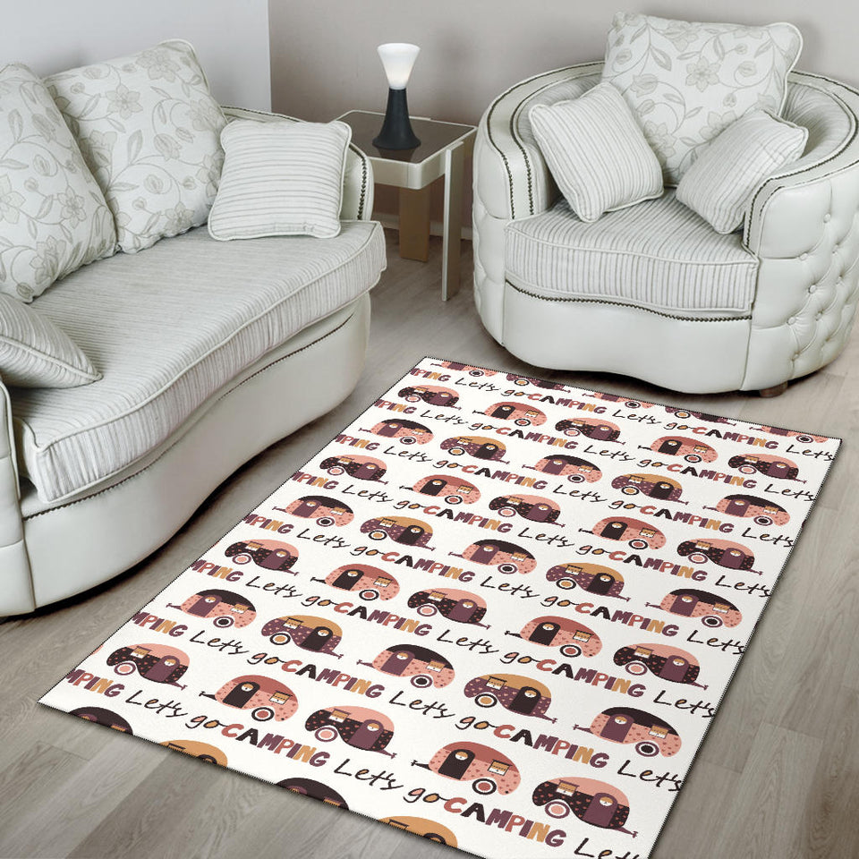 Camper Van Pattern Print Design 01 Area Rug
