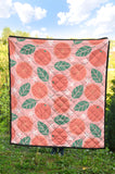 Grapefruit Leaves Flower Pink Background Premium Quilt