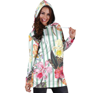 Colorful Orchid Flower Pattern Women'S Hoodie Dress