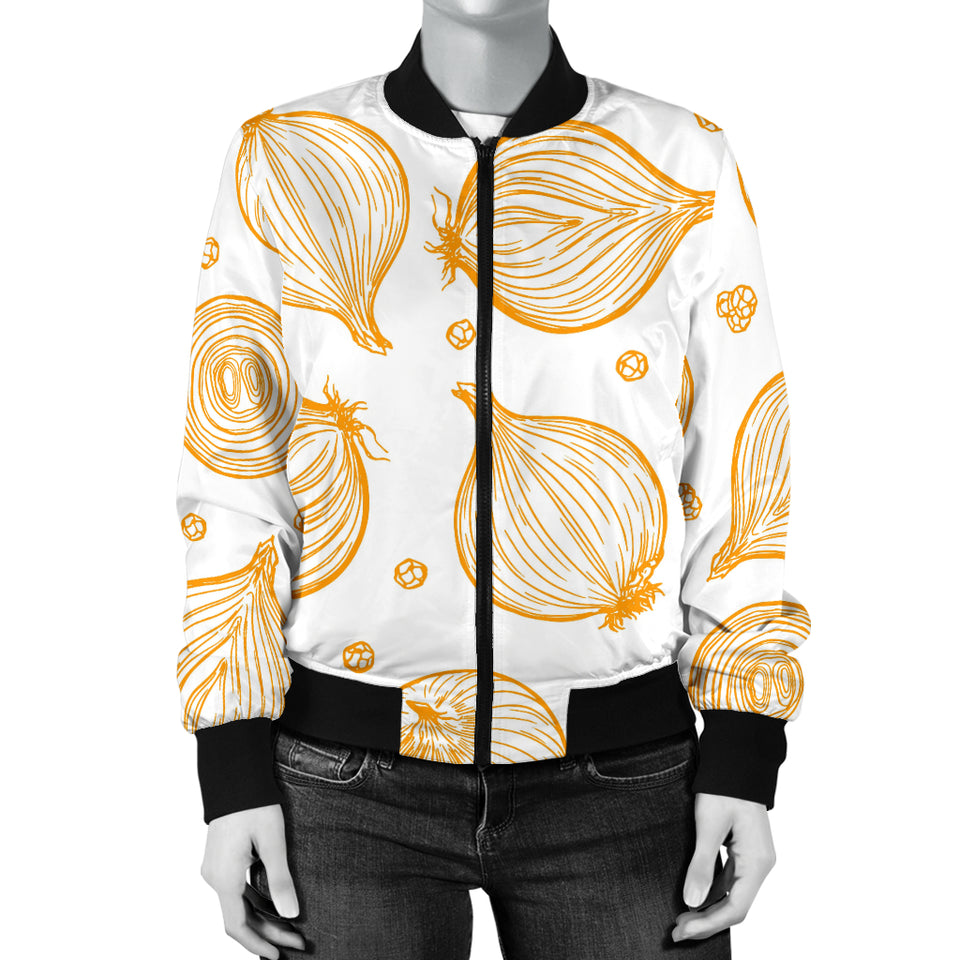Hand Drawn Onion Pattern Women'S Bomber Jacket