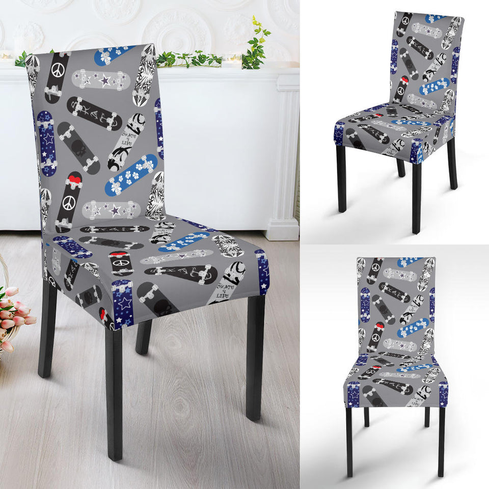 Skate Board Pattern Print Design 03 Dining Chair Slipcover