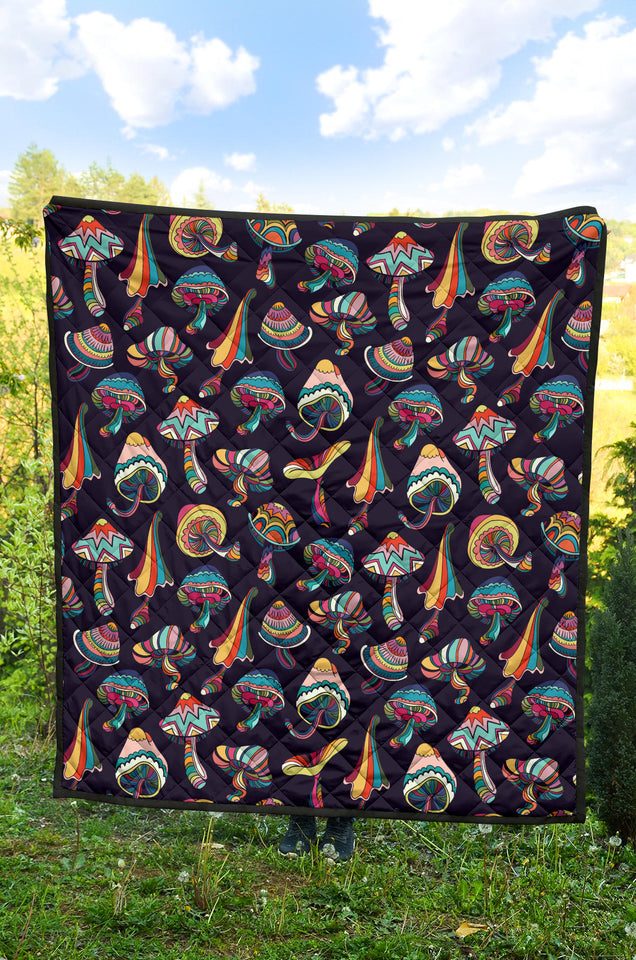 Colorful Mushroom Pattern Premium Quilt