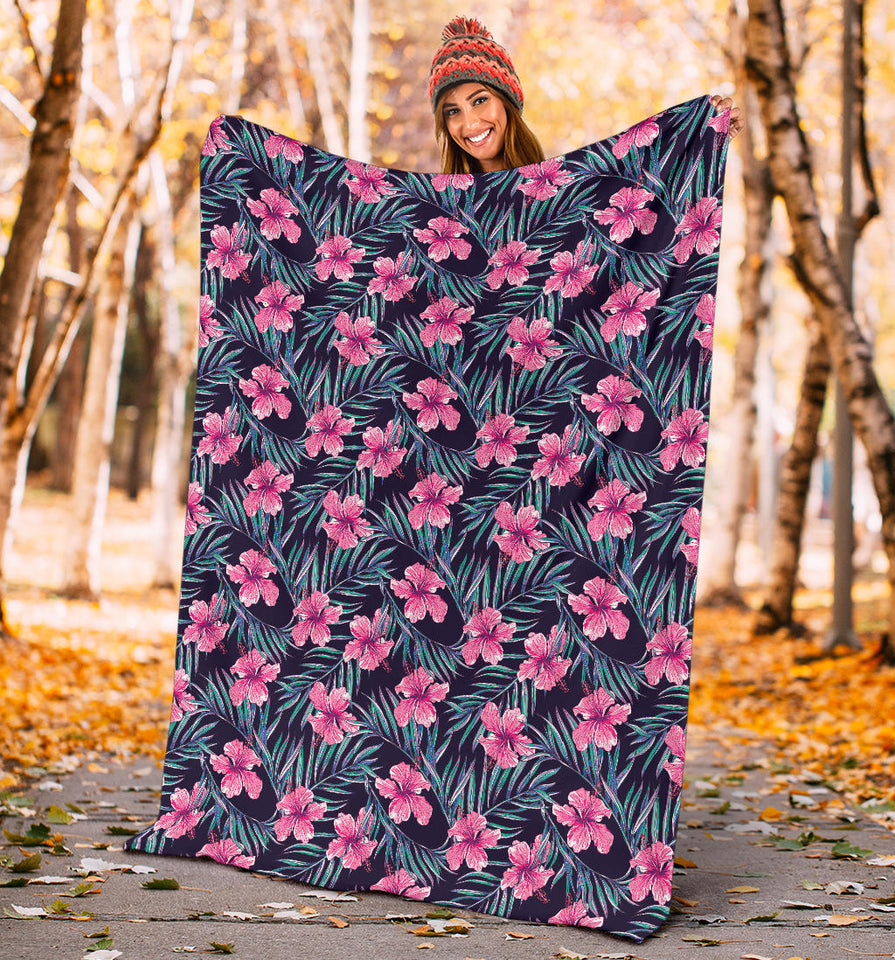 Hibiscus Pattern Print Design 05 Premium Blanket