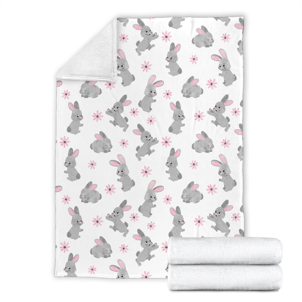 Watercolor Cute Rabbit Pattern Premium Blanket