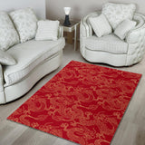 Gold Dragons Red Background Area Rug