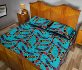 Boomerang Australian aboriginal ornament blue background Quilt Bed Set