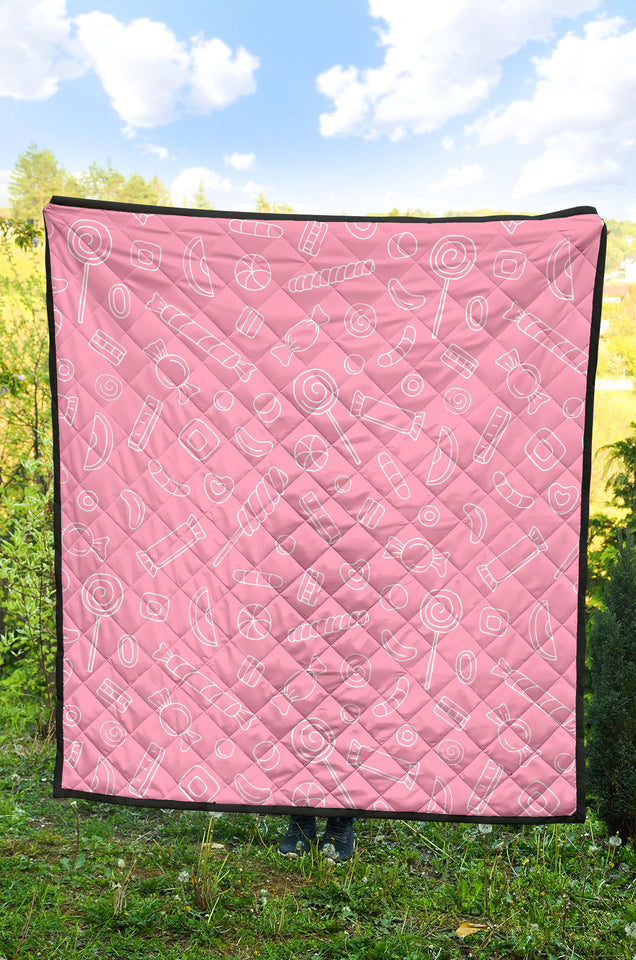 Sweet Candy Pink Background Premium Quilt
