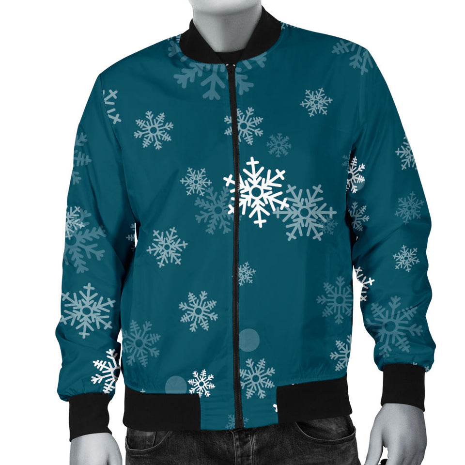 Snowflake Pattern Dark Background Men'S Bomber Jacket