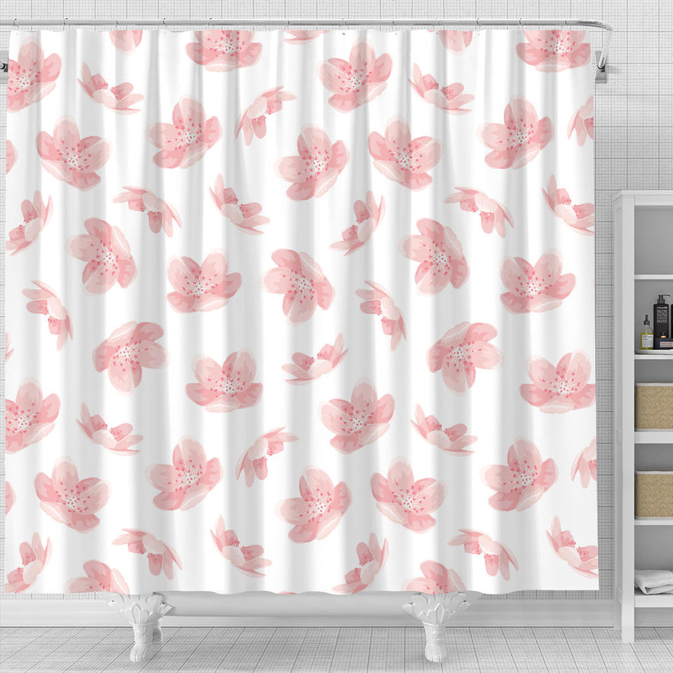 Pink Sakura Cherry Blossom Pattern Shower Curtain Fulfilled In US