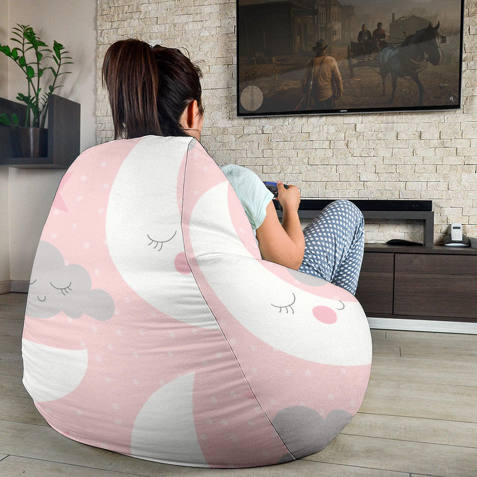 Cute Moon Cloud Star Pattern Pink Dot Background Bean Bag Cover