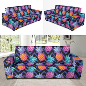 Pineapples Pattern Zigzag Background Sofa Slipcover