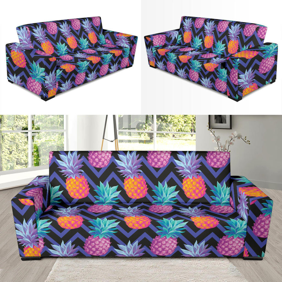 Pineapples Pattern Zigzag Background Sofa Slipcover