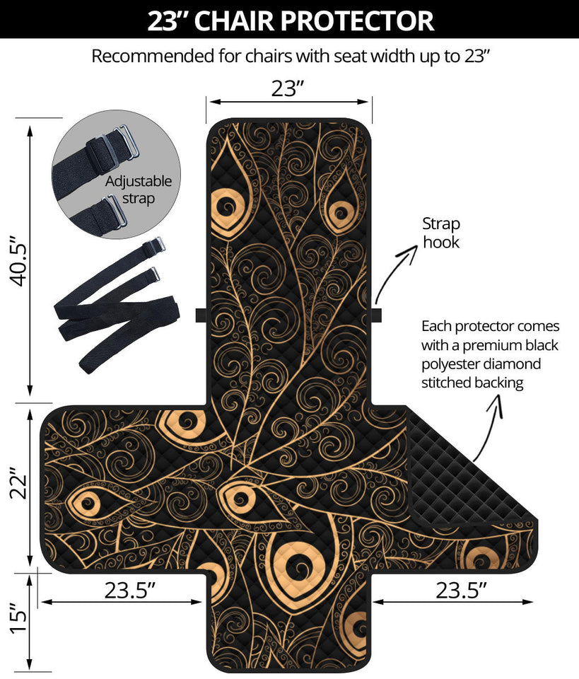 Gold peacock feather pattern Chair Cover Protector